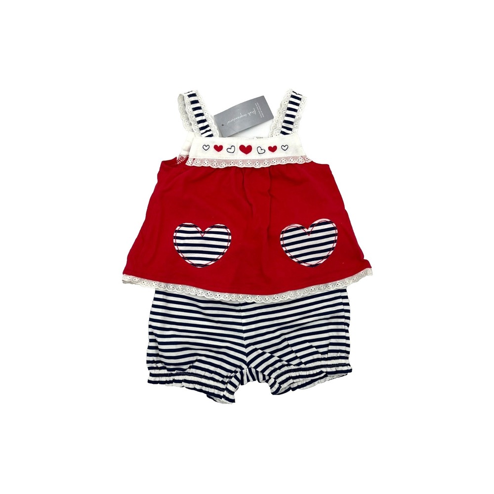 First Impression Baby Girl Two Piece Set 6-9 Months Hearts New